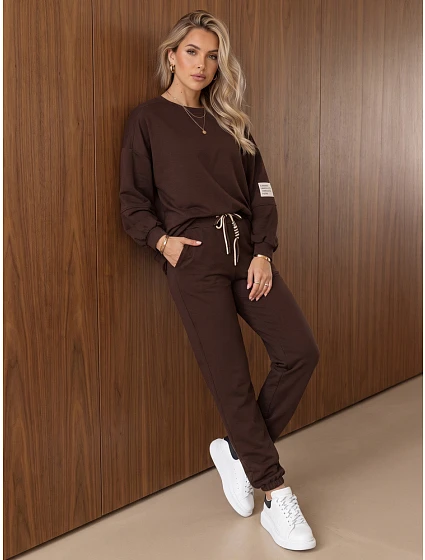 Dámská tepláková souprava v čokoládově hnědé barvě FashionStreet AY1236