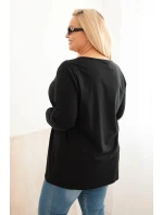 Dámská blůza Plus Size s lodičkovým výstřihem černá Dámská blůza Plus Size s lodičkovým výstřihem černá