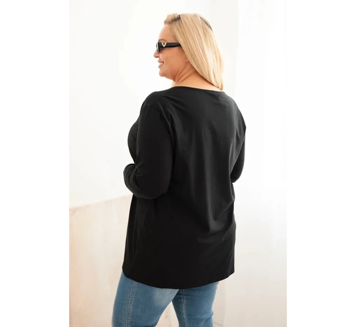 Dámská blůza Plus Size s lodičkovým výstřihem černá Dámská blůza Plus Size s lodičkovým výstřihem černá