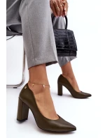 Kůže na vysokém podpatku Laura Messi 2624/227 tmavě zelené