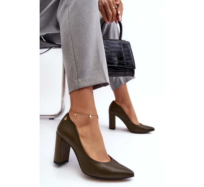 Kůže na vysokém podpatku Laura Messi 2624/227 tmavě zelené