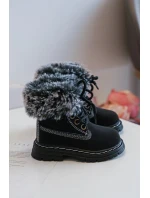 Dětské Trapery Botky na Zip s Kožíškem Černá model 21640144 - Boto