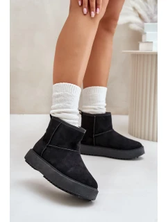 Dámské Sněhule Na Platformě Z Eko Semiše Černé Atteria