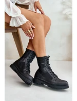 Kožené Traperky Kotníkové Boty Pánské Zateplené Big Star OO174164 Černé Kožené Traperky Kotníkové Boty Pánské Zateplené Big Star OO174164 Černé