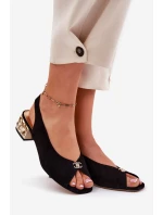 Semišové Elegantní Dámské Sandály model 21694823 Černé - CheBello