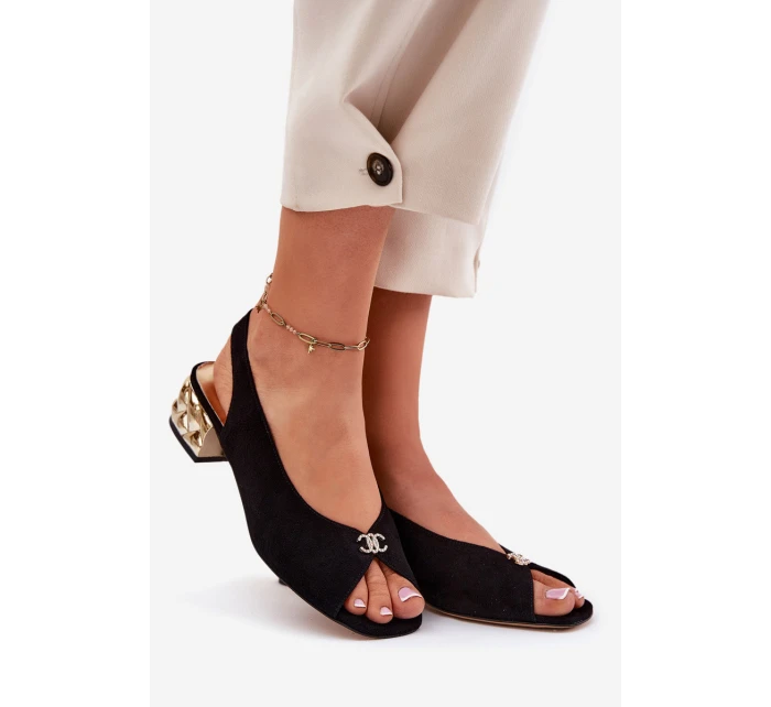 Semišové Elegantní Dámské Sandály model 21694823 Černé - CheBello