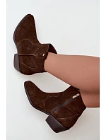 Dámské kožené kotníkové boty na podpatku Big Star model 22349479 Camel - Big Star Shoes