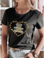 TEDDYCAP dámské tričko s medvídkem černé FashionStreet RY2746 TEDDYCAP dámské tričko s medvídkem černé FashionStreet RY2746