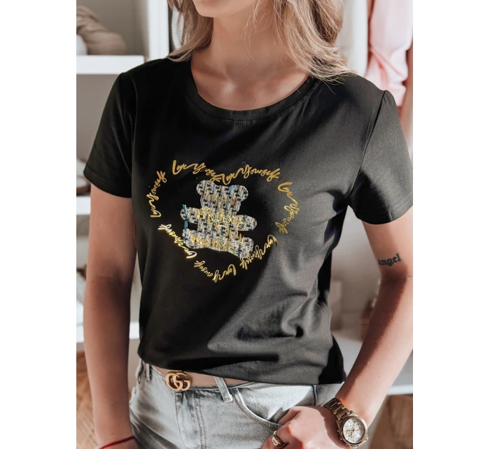 TEDDYCAP dámské tričko s medvídkem černé FashionStreet RY2746 TEDDYCAP dámské tričko s medvídkem černé FashionStreet RY2746