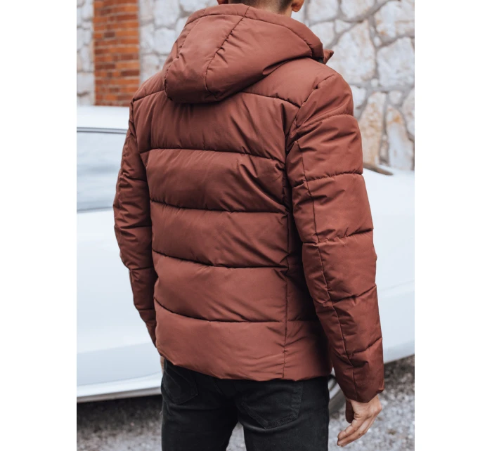 Pánská prošívaná zimní bunda s kapucí FashionStreet brick TX5062