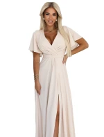 dlouhé šaty s rozparkem na rukávy a výstřihem BEACH model 21257172 - numoco dlouhé šaty s rozparkem na rukávy a výstřihem BEACH model 21257172 - numoco