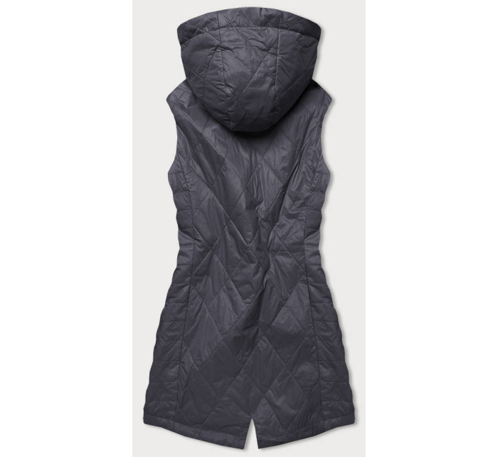 Tmavě šedá lehká dámská vesta s kapucí (RQW-7006)