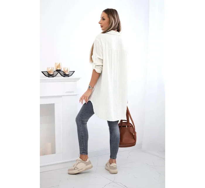 Bavlněná mušelínová košile světle béžová