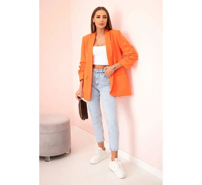 Elegantní sako s klopami tmavě oranžová
