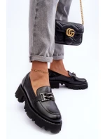 Dámské kůže polobotky s ozdobou černá model 21633020 - Laura Messi Dámské kůže polobotky s ozdobou černá model 21633020 - Laura Messi