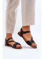 model 21649966 Dámské kožené sandály černé - Zazoo
