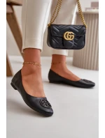 Dámské baleríny s ozdobou z eko kůže černé model 21667166 - Boto