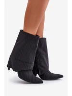 Dámské boty na podpatku se svrškem a  černé model 21670413 - Boto