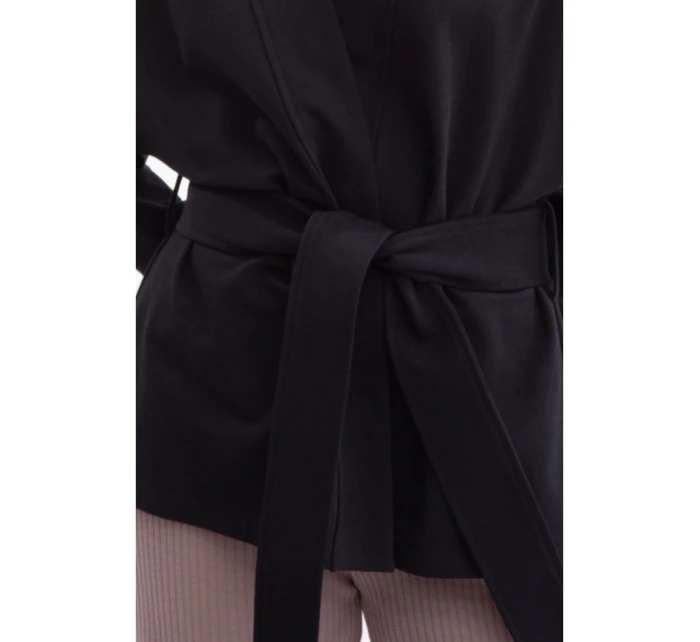 B297 Pletené sako bez límce s otevřenou přední částí - černé B297 Pletené sako bez límce s otevřenou přední částí - černé