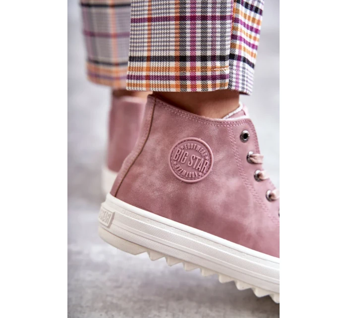 Dámské Tenisky Big Star Vysoké Zateplené Růžové EE274113 Dámské Tenisky Big Star Vysoké Zateplené Růžové EE274113