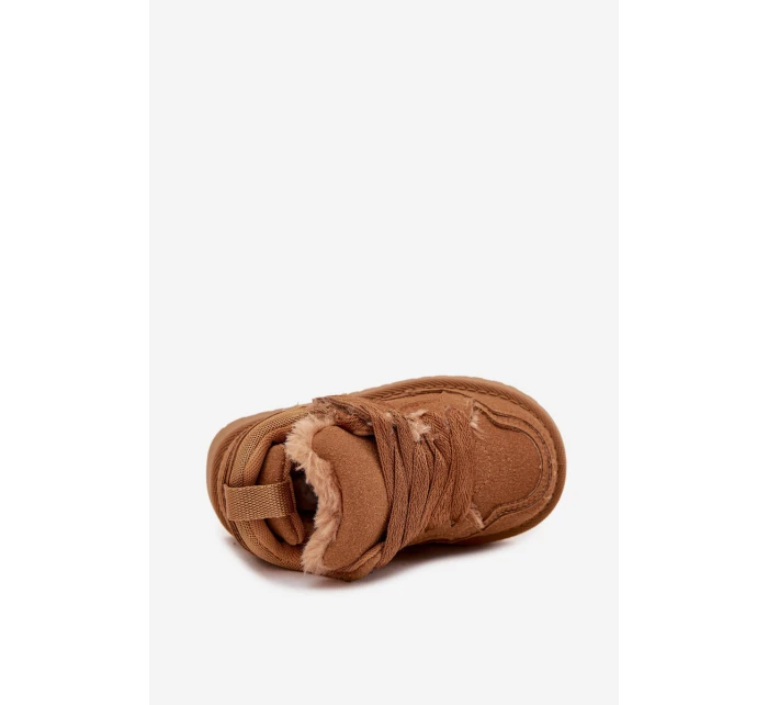 Dětské zateplené sneakers s kožíškem Mireen – velbloudí