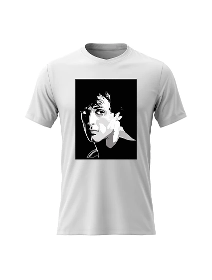 Pánské bavlněné tričko s potiskem - ROCKY BALBOA - bílé