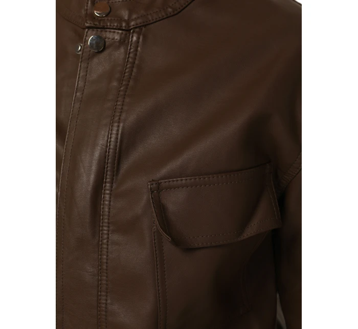 Hnědá dámská kožená bunda FashionStreet TY5540