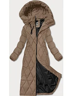 Dlouhá dámská zimní bunda ve velbloudí barvě s kapucí model 21248824 - Libland Dlouhá dámská zimní bunda ve velbloudí barvě s kapucí model 21248824 - Libland