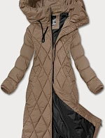 Dámská dlouhá zimní bunda s kapucí Libland camel (7832)