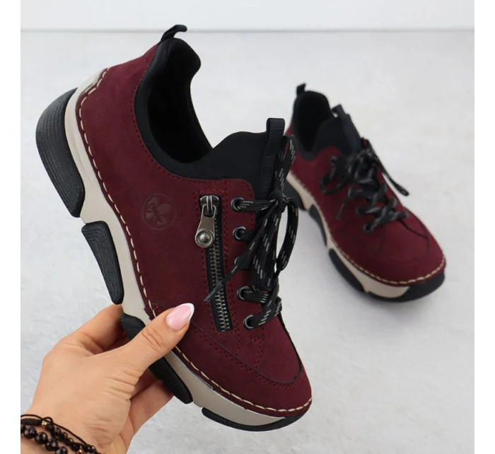 Pohodlné dámské polobotky bordó model 21905304 - Rieker Pohodlné dámské polobotky bordó model 21905304 - Rieker