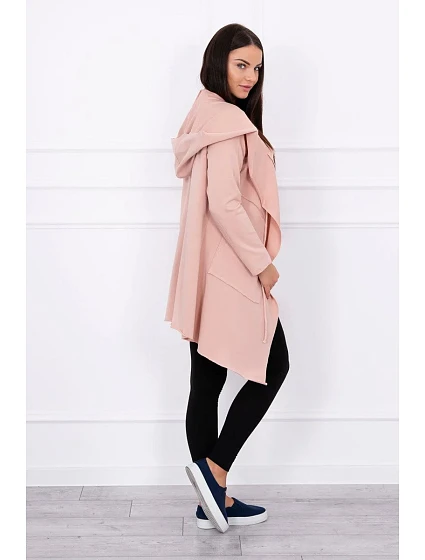 Volná pláštěnka s kapucí tmavě pudrově růžová