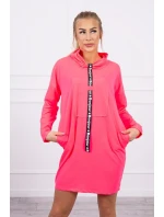 Šaty s kravatou růžové neonové