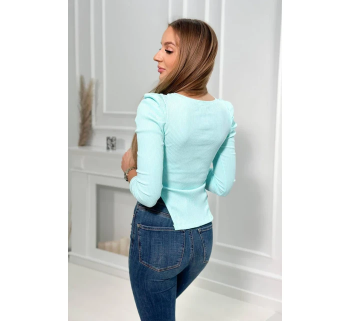 Halenka s buffovými rukávy mátová