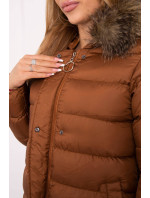 Prošívaná zimní bunda s kapucí camel