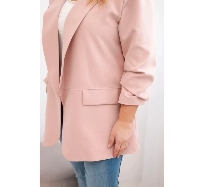 Dámská sako Plus Size elegantní tmavě pudrově růžová