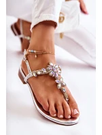 Dámské sandály žabky s kubickými zirkony stříbrne Solea Dámské sandály žabky s kubickými zirkony stříbrne Solea