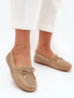 Dámské mokasíny s perforovaným vzorem a šněrováním Khaki Mirisa
