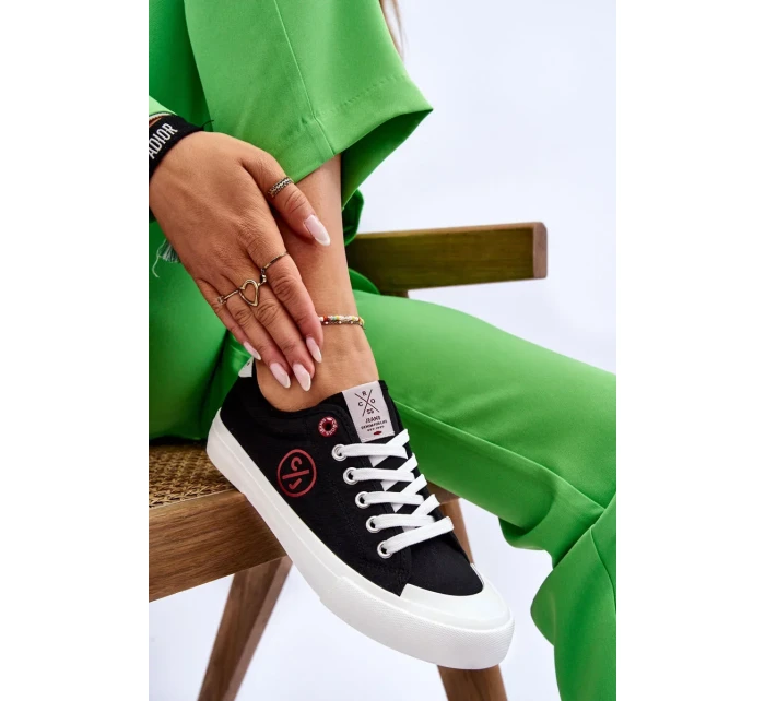 Dámské Cross Jeans Fabric Sneakers LL2R4044 Černé Dámské Cross Jeans Fabric Sneakers LL2R4044 Černé