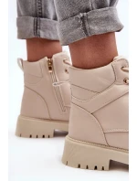 Dámské zateplené kozačky na zip Béžová Gremiva Dámské zateplené kozačky na zip Béžová Gremiva