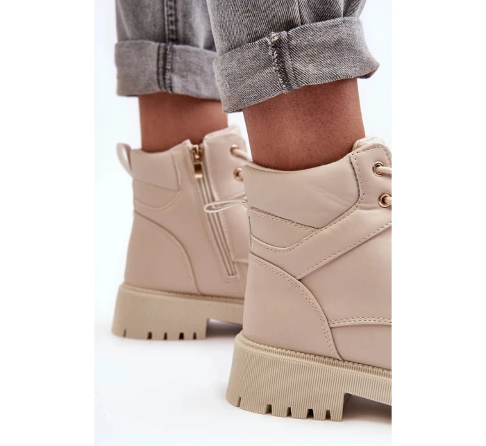 Dámské zateplené kozačky na zip Béžová Gremiva Dámské zateplené kozačky na zip Béžová Gremiva