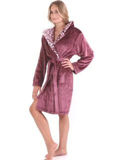 Dámský župan Flora s kapucí 4856 4853 krátký vínový - Vestis