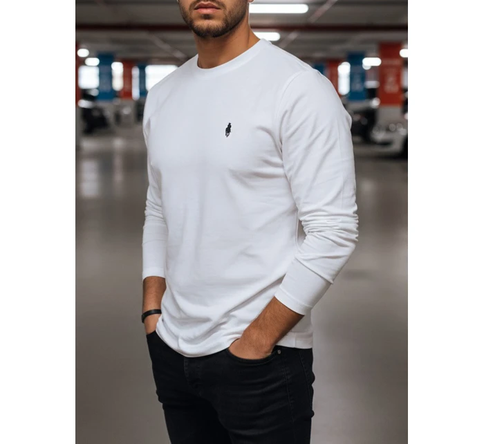 Pánské bílé tričko s dlouhým rukávem Dstreet LX0564