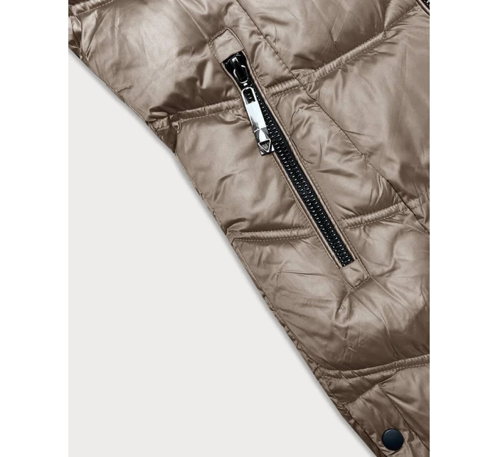 Béžová dlouhá zimní bunda s kapucí model 21246767 - S'WEST Béžová dlouhá zimní bunda s kapucí model 21246767 - S'WEST