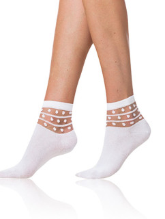 Dámské ponožky s ozdobným lemem model 15435659 COTTON SOCKS  bílá - Bellinda