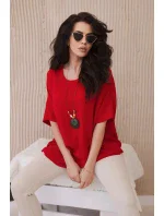 Oversized halenka s přívěskem červený Oversized halenka s přívěskem červený