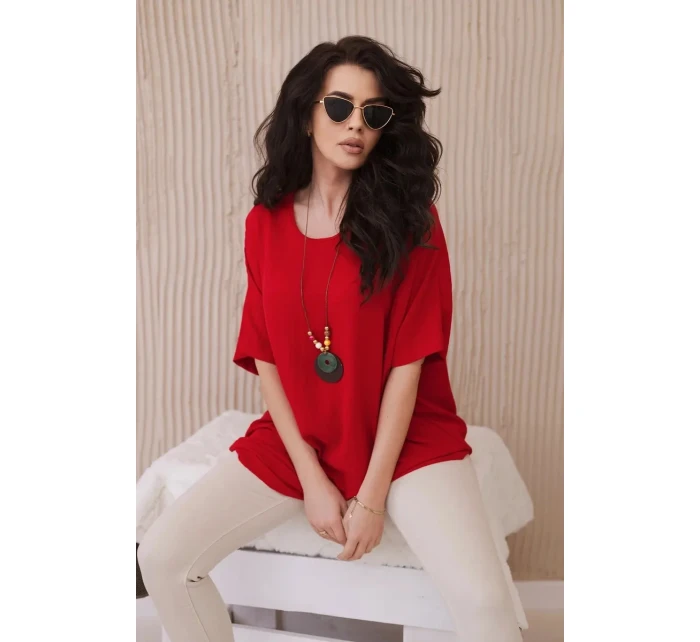 Oversized halenka s přívěskem červený Oversized halenka s přívěskem červený