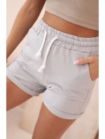 Dámské bavlněné šortky s gumou a vázáním v pase šedý melír