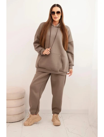 Dámský teplákový komplet model 21441630 z bavlny s kapucí fango - K-Fashion