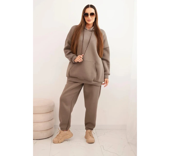 Dámský teplákový komplet zateplený z bavlny s kapucí fango