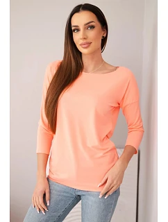 Dámská halenka s lodičkovým výstřihem lososová